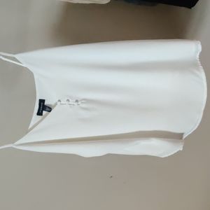 White adjustable spaghetti strap button up camisole, medium